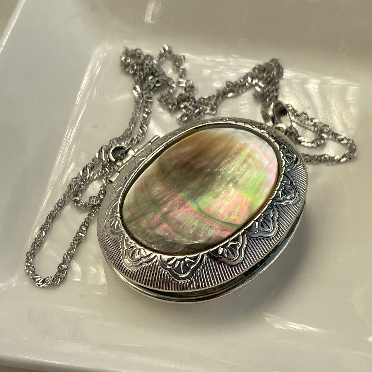 Oval Abalone Shell locket pendant