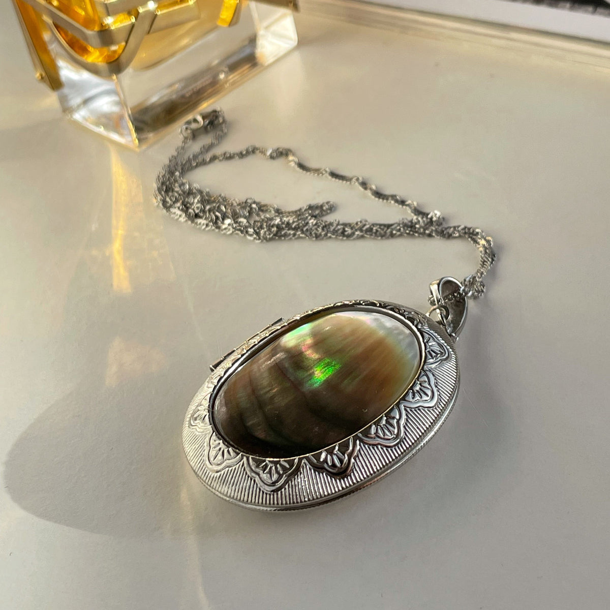 Oval Abalone Shell locket pendant