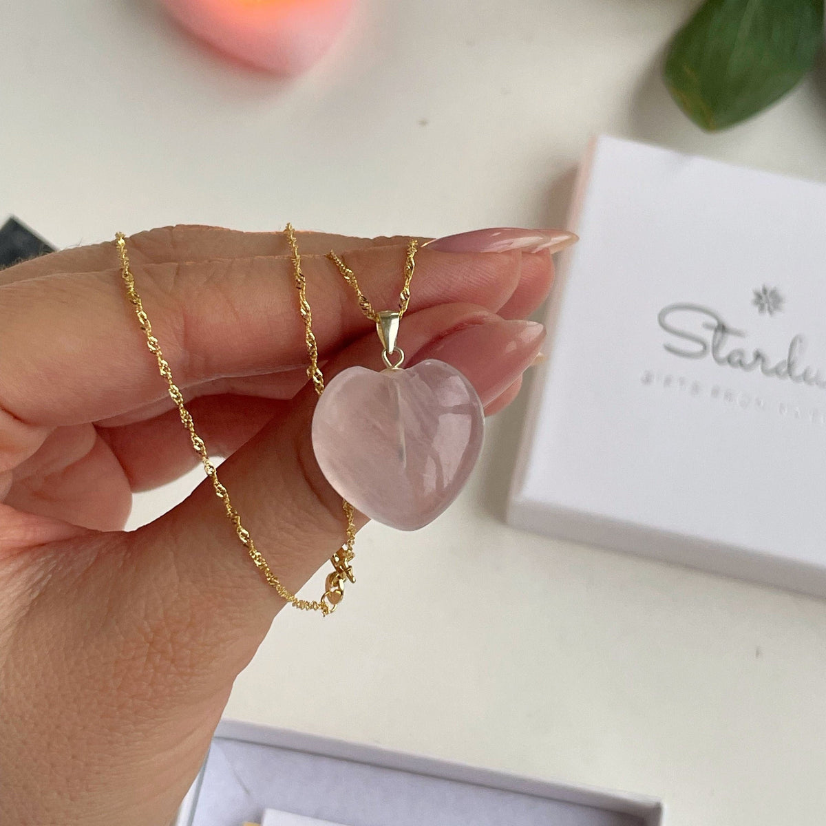 Luxury Rose Quartz Pendant, Madagascar AAA+
