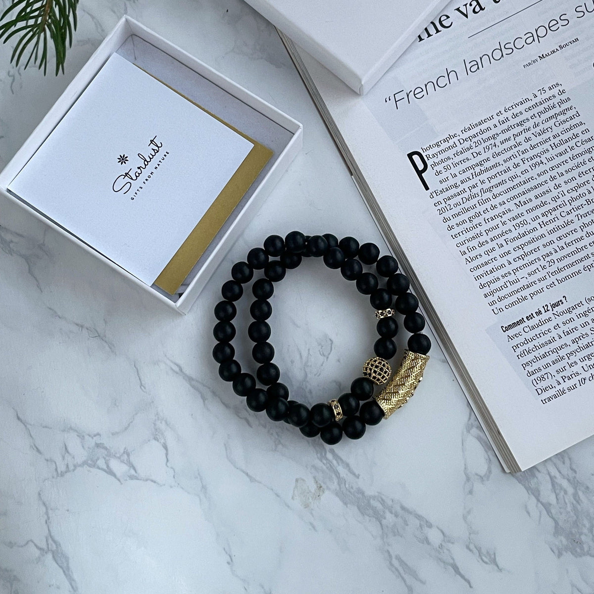 Black Onyx Men Bracelet Set