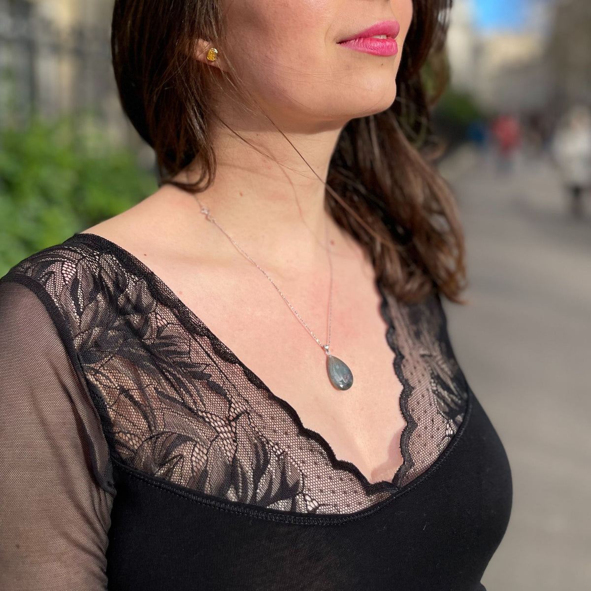 Red Green Bloodstone gemstone pendant necklace