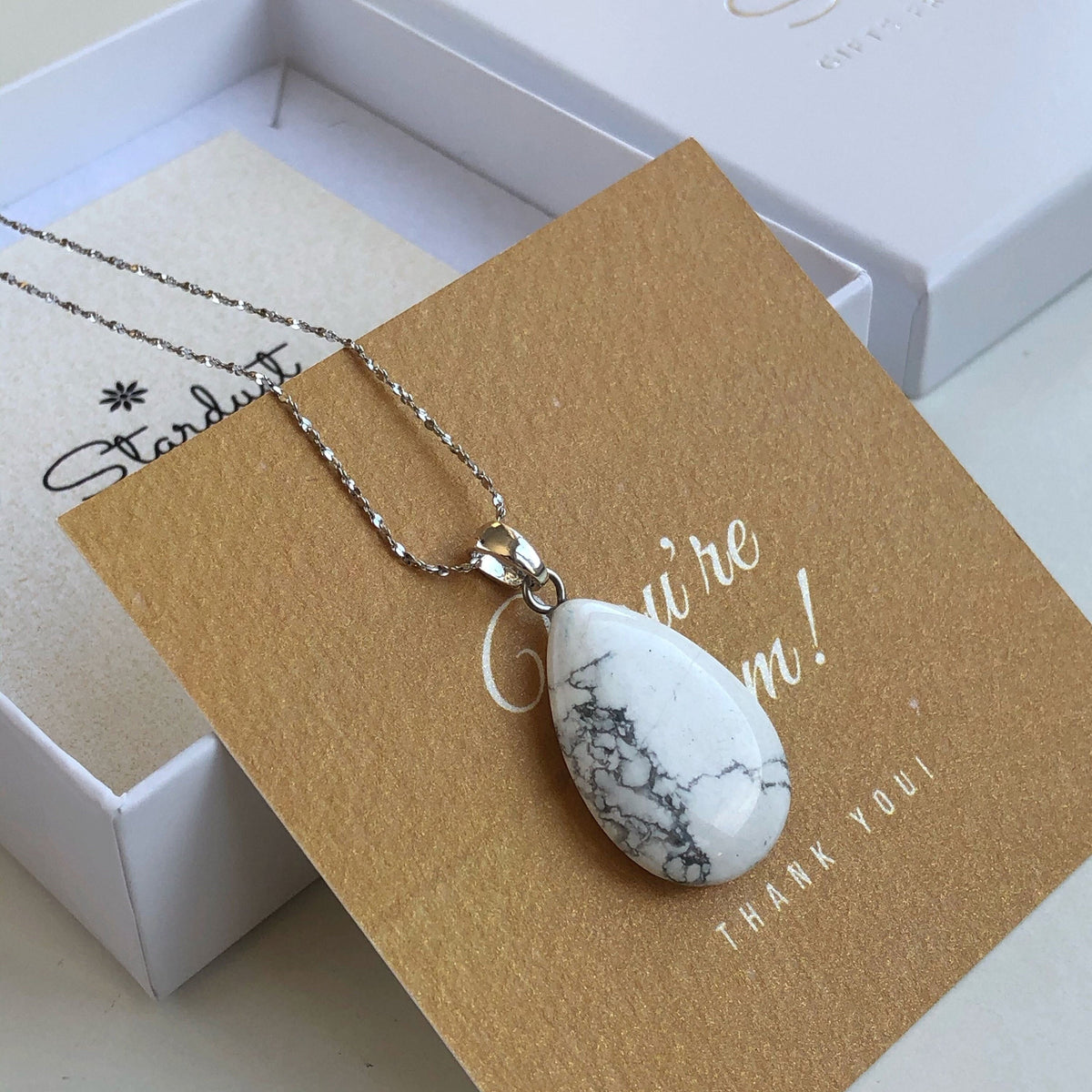 White Howlite drop Pendant