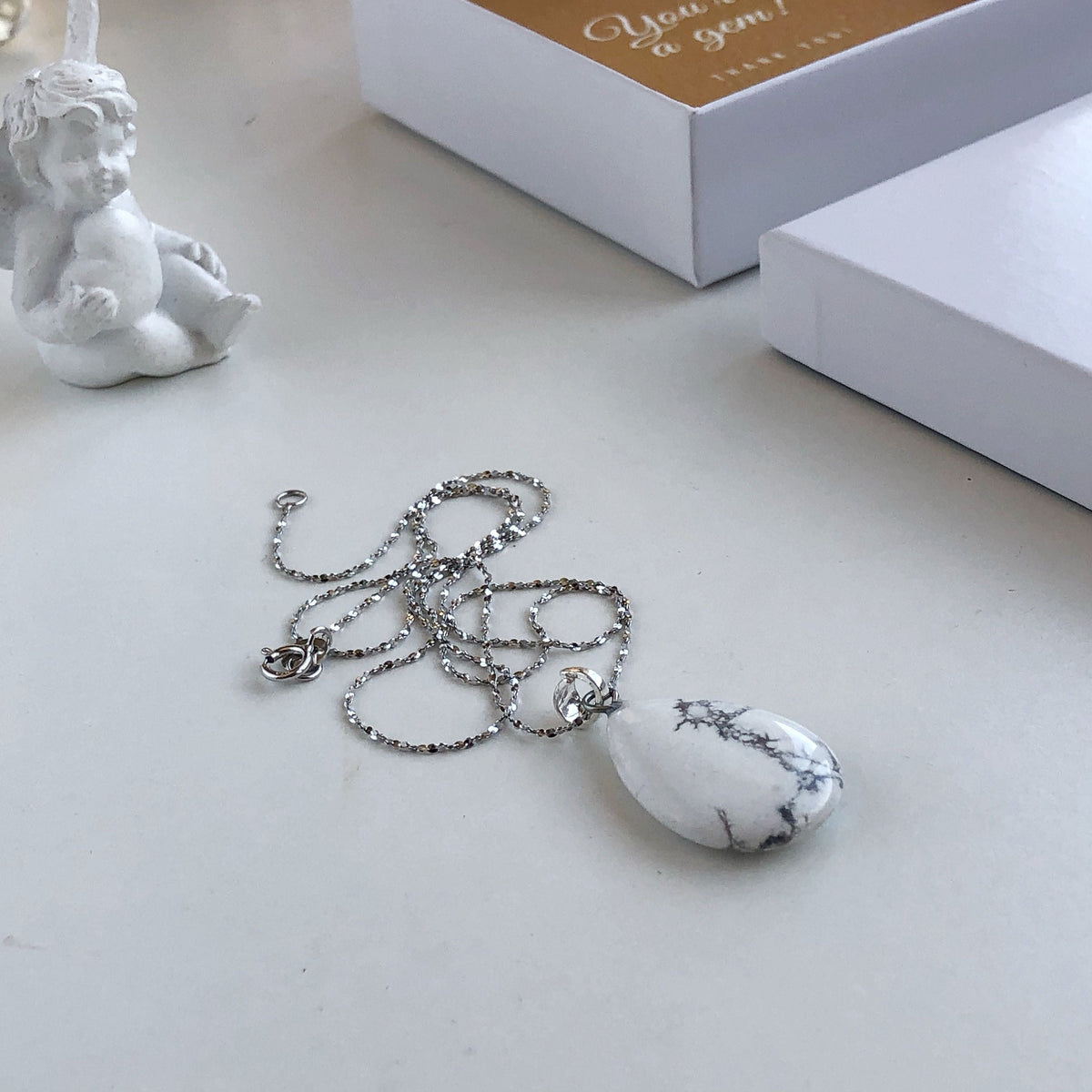 White Howlite drop Pendant