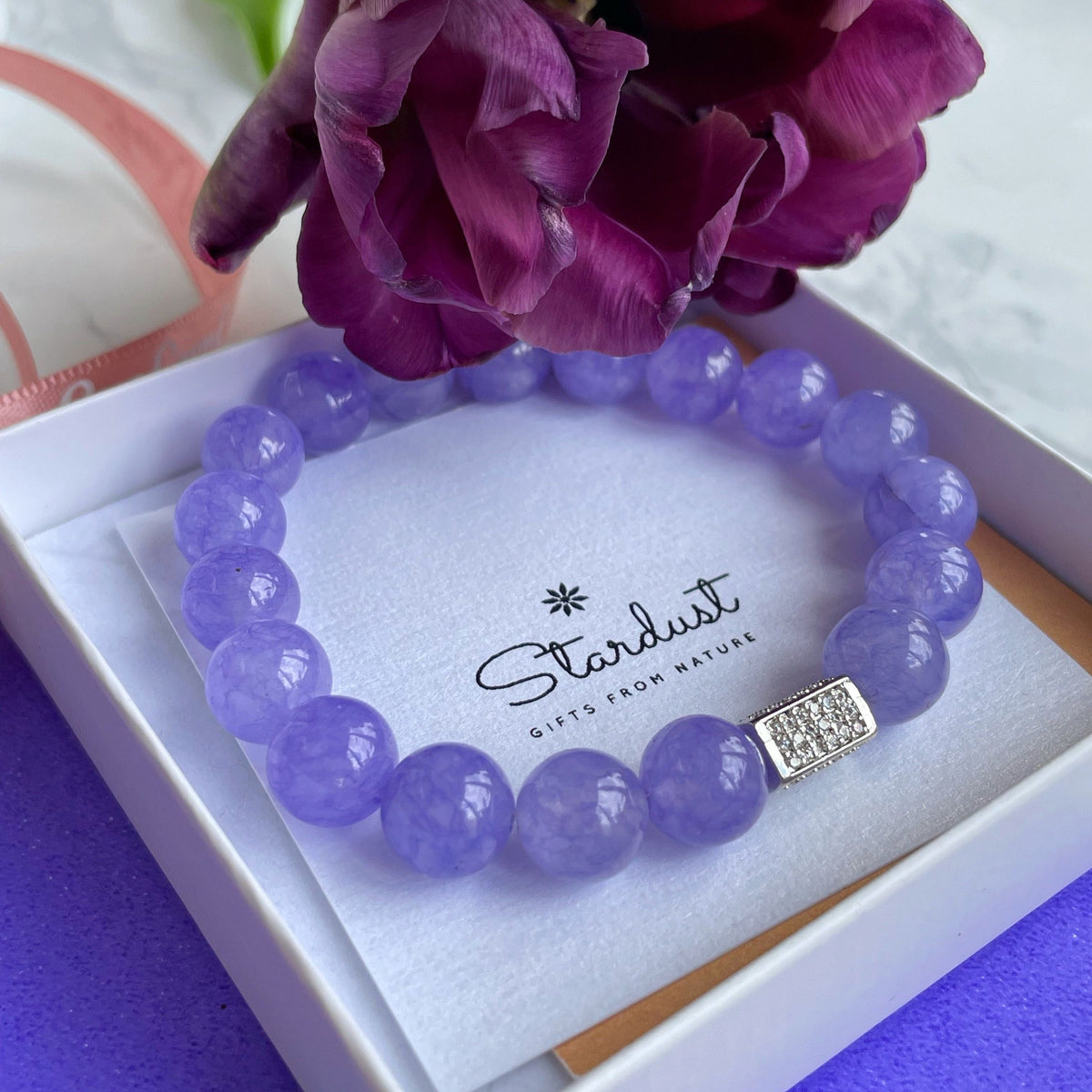 Lavender Jade beaded bracelet