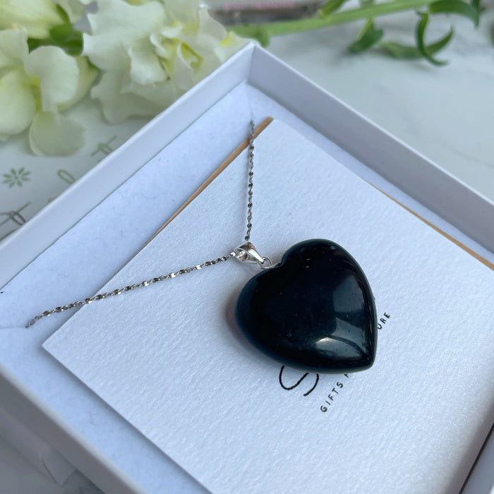 Black Obsidian Heart Pendant 2.5cm