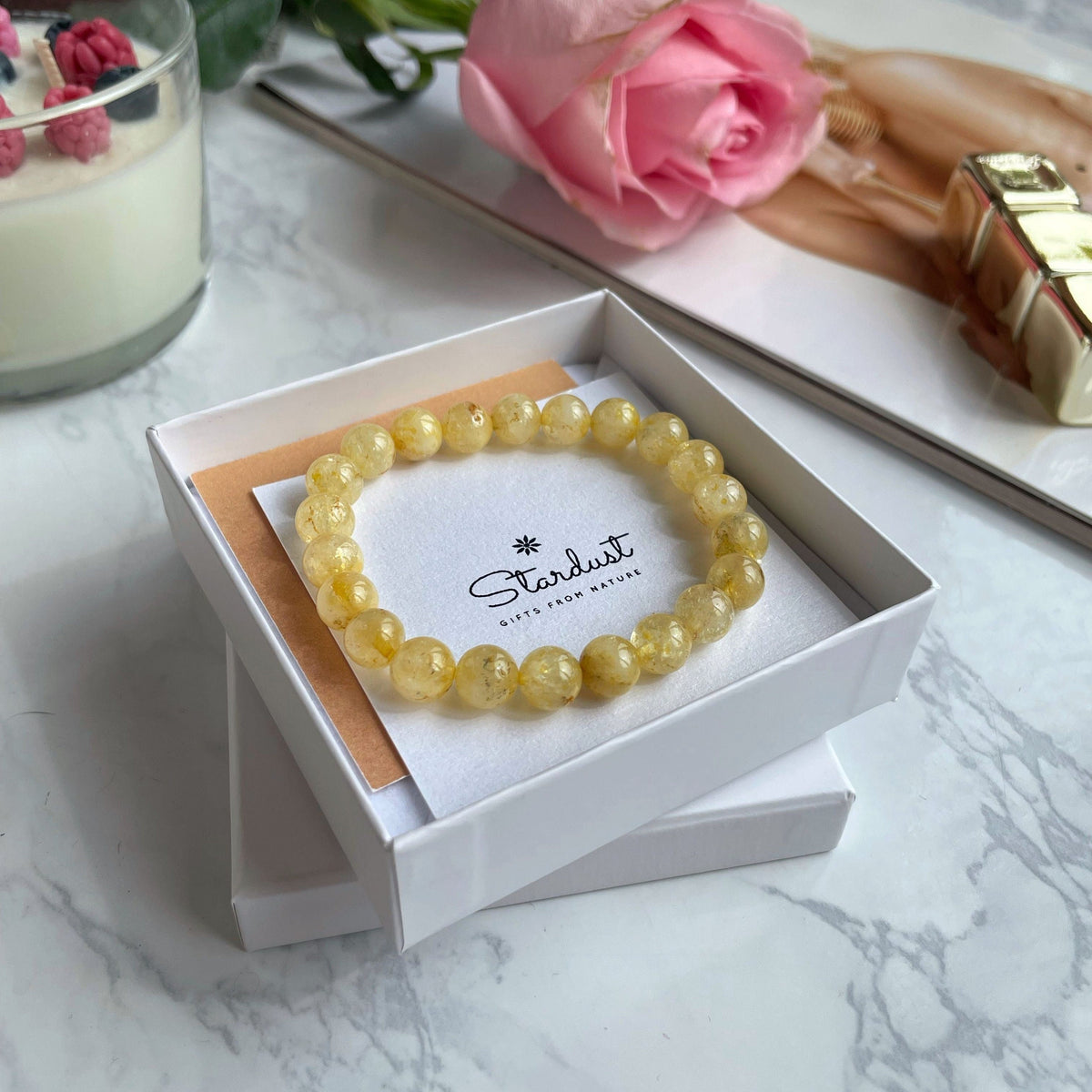 Natural unheated citrine bead bracelet
