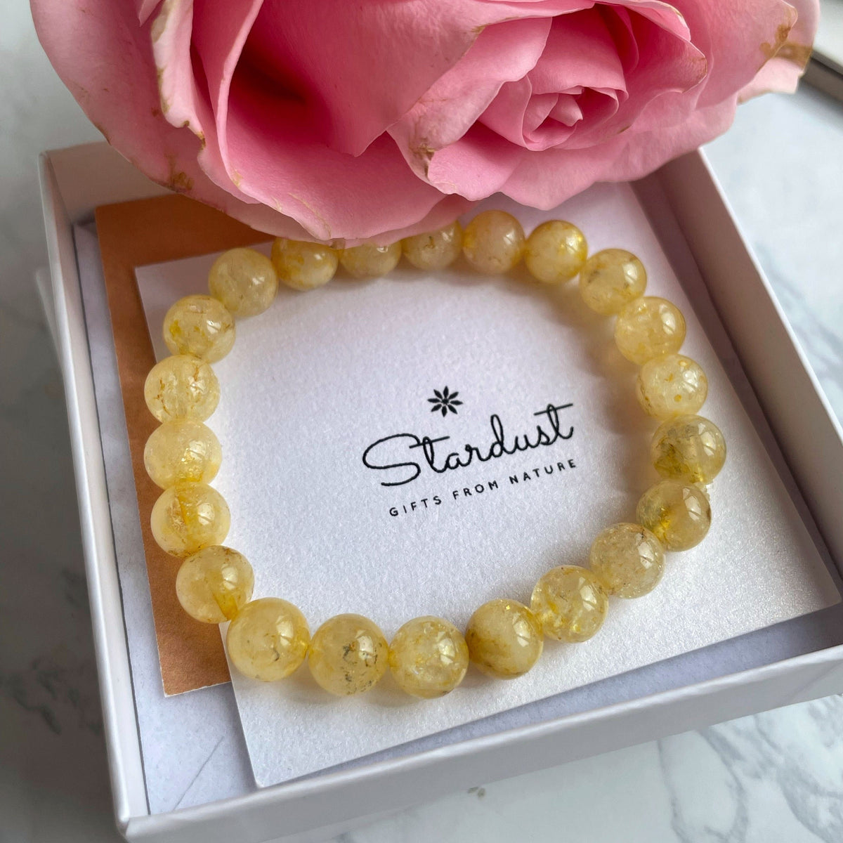Natural unheated citrine bead bracelet