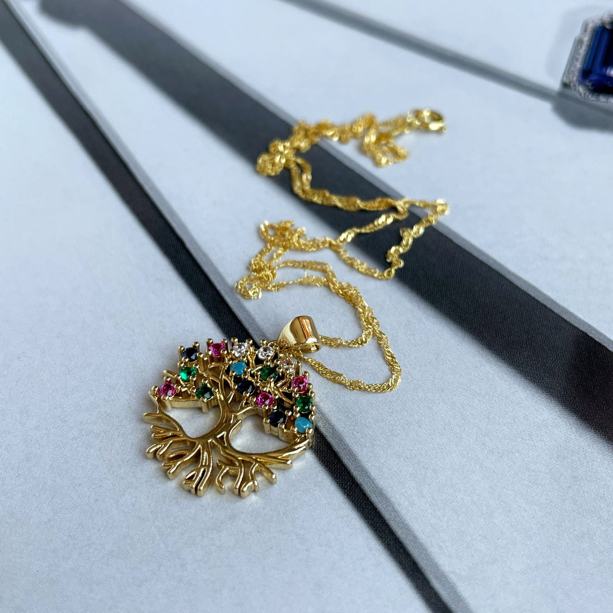 18k Gold plated Tree of life necklace with zircons