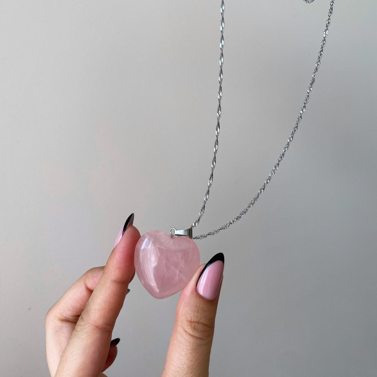 Large Rose Quartz heart pendant 3cm