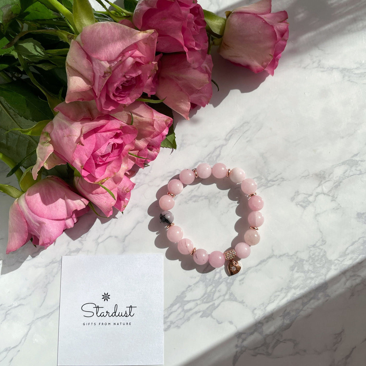 Pink rhodonite beaded bracelet
