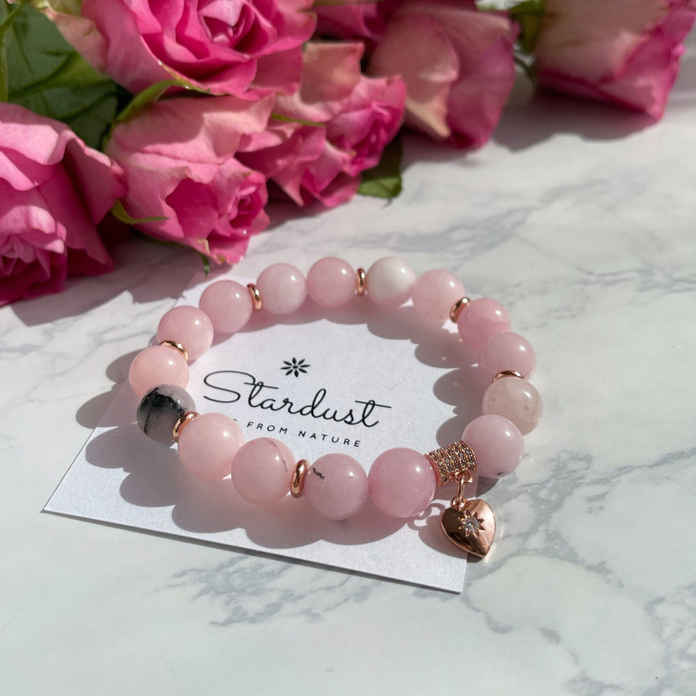 Pink rhodonite beaded bracelet