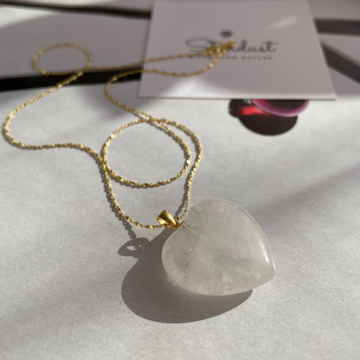 Clear Quartz Heart Pendant 2.5cm