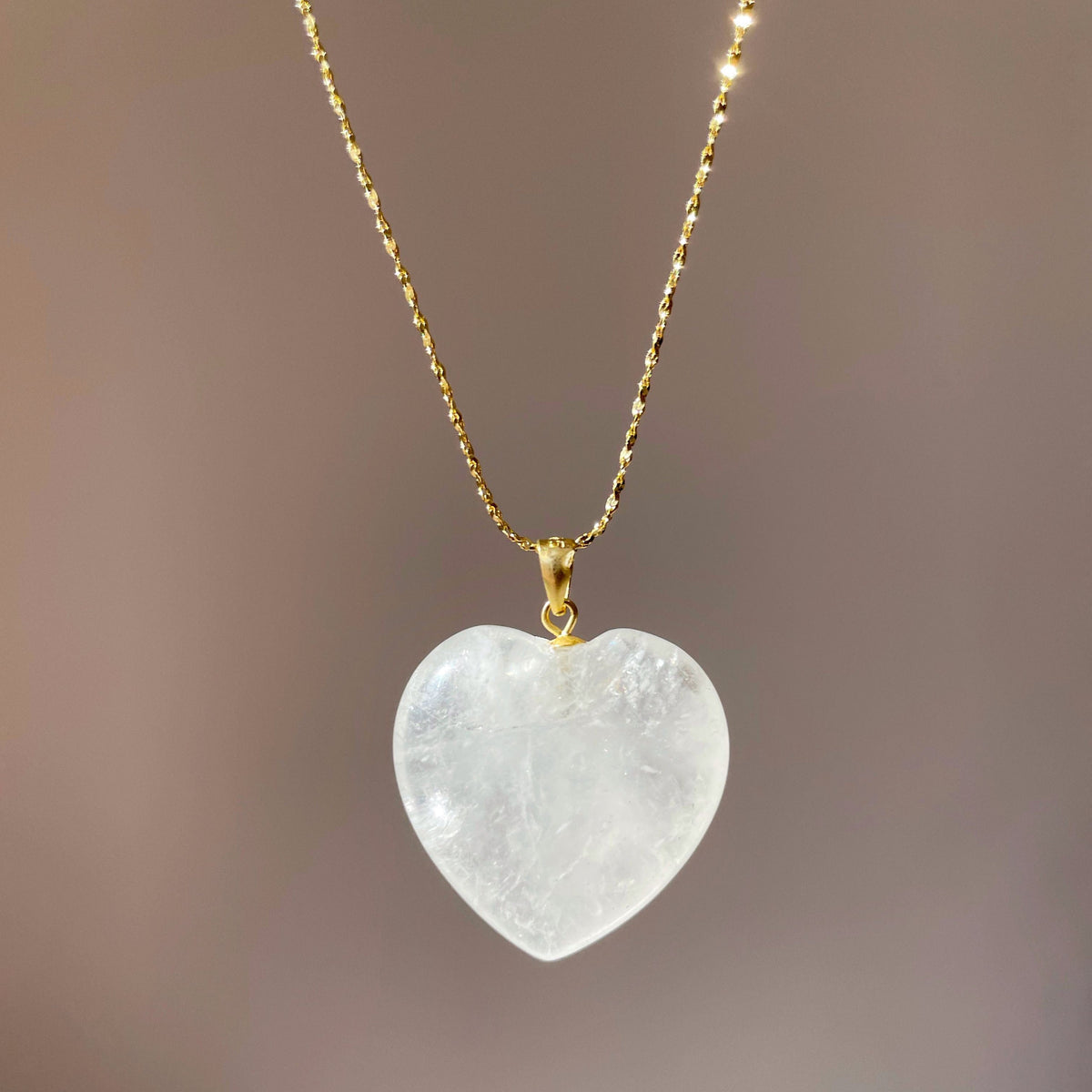 Clear Quartz Heart Pendant 2.5cm
