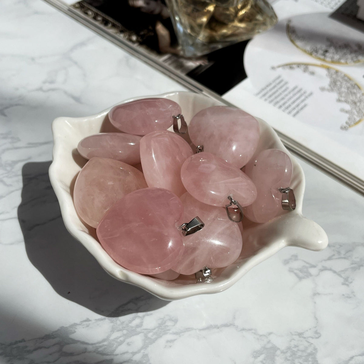 Large Rose Quartz heart pendant 3cm