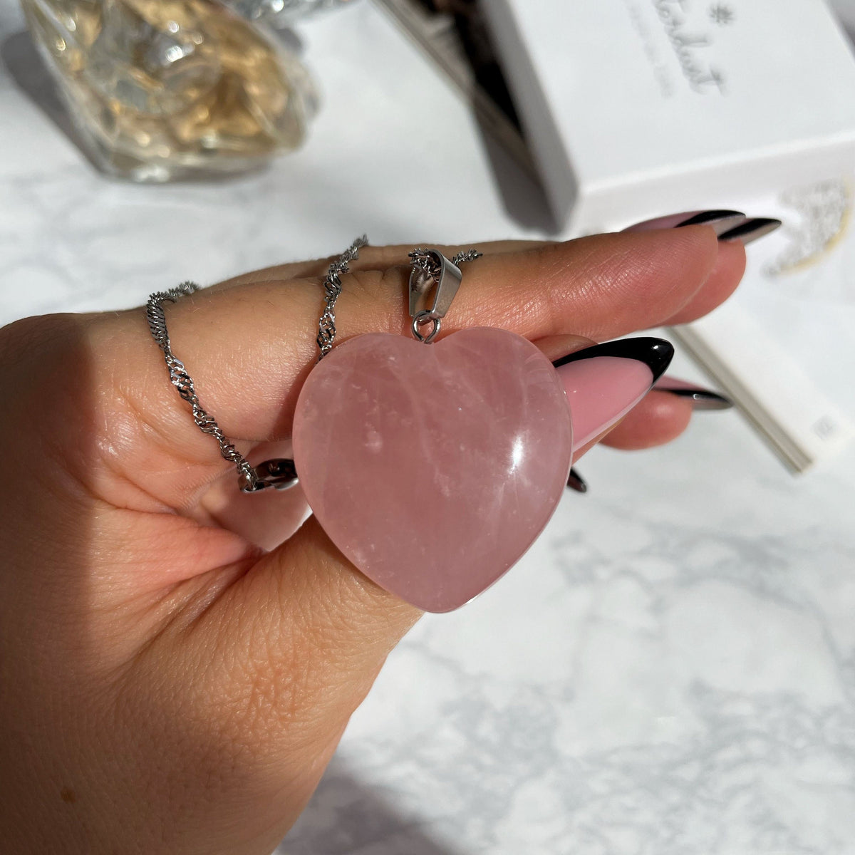 Large Rose Quartz heart pendant 3cm