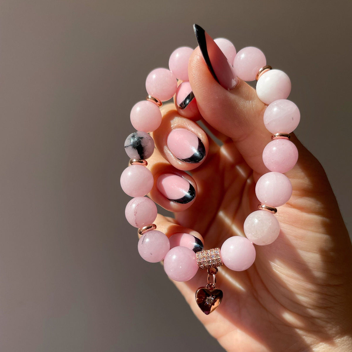 Pink rhodonite beaded bracelet