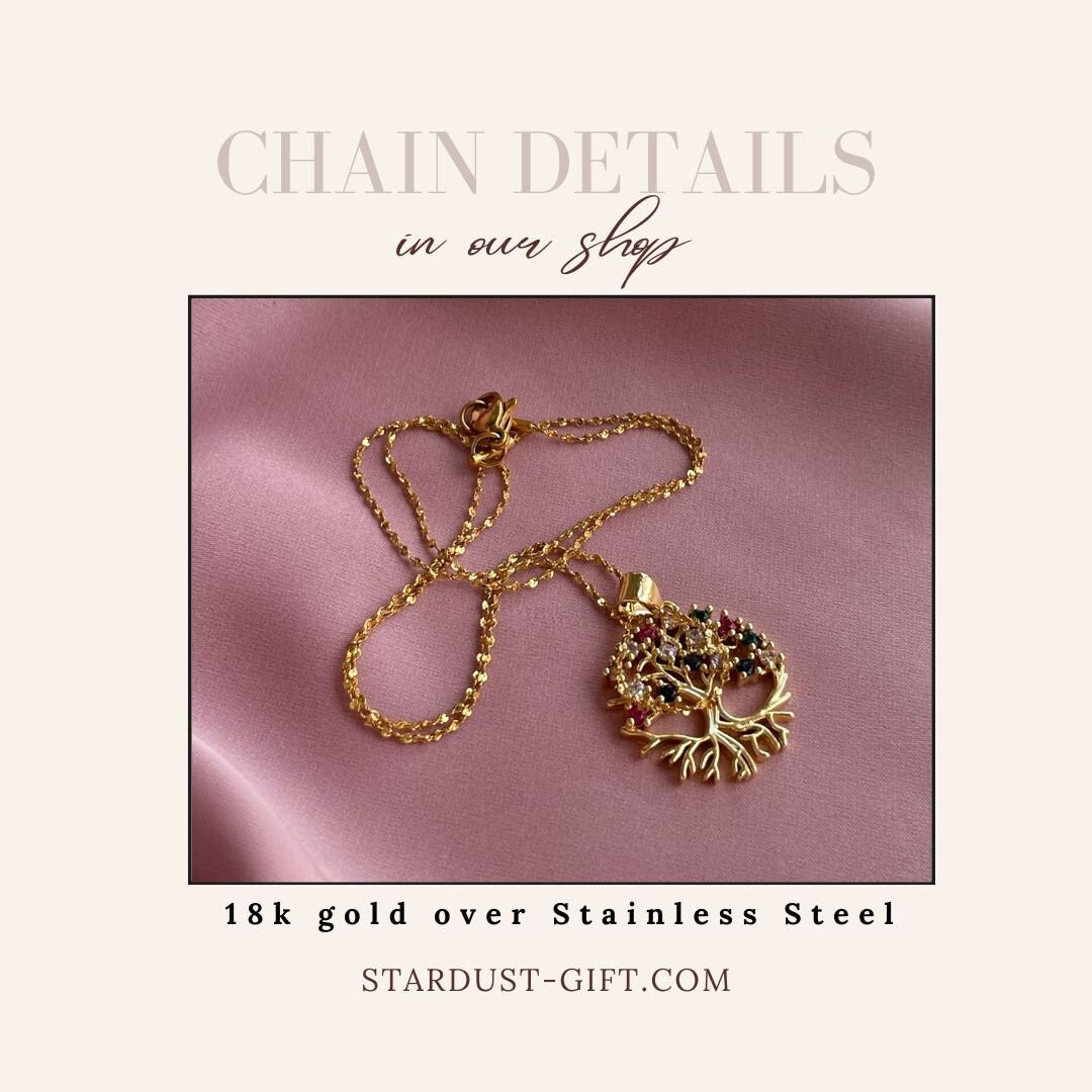 18k Gold plated Tree of life necklace with zircons