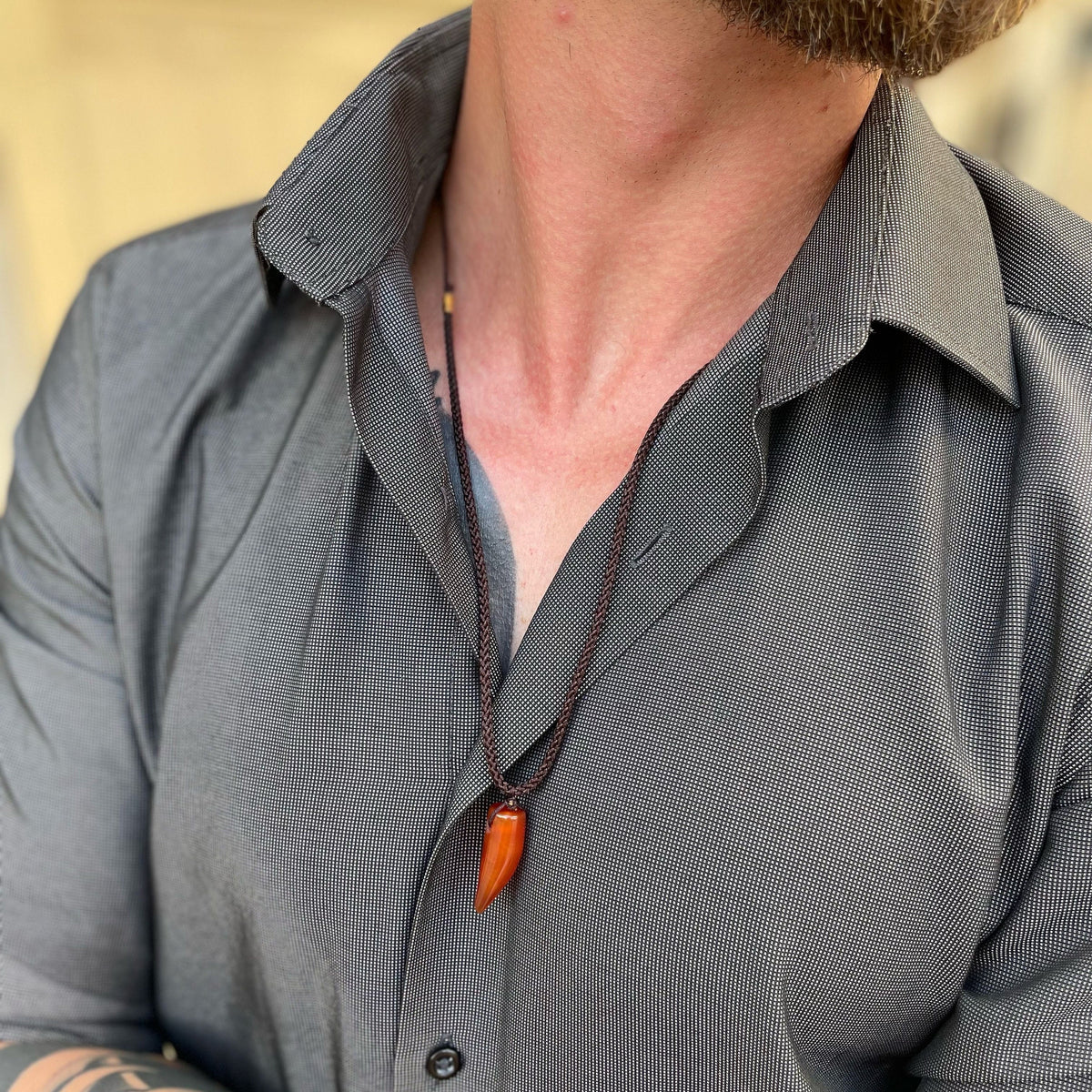 Carnelian Horn pendant for men