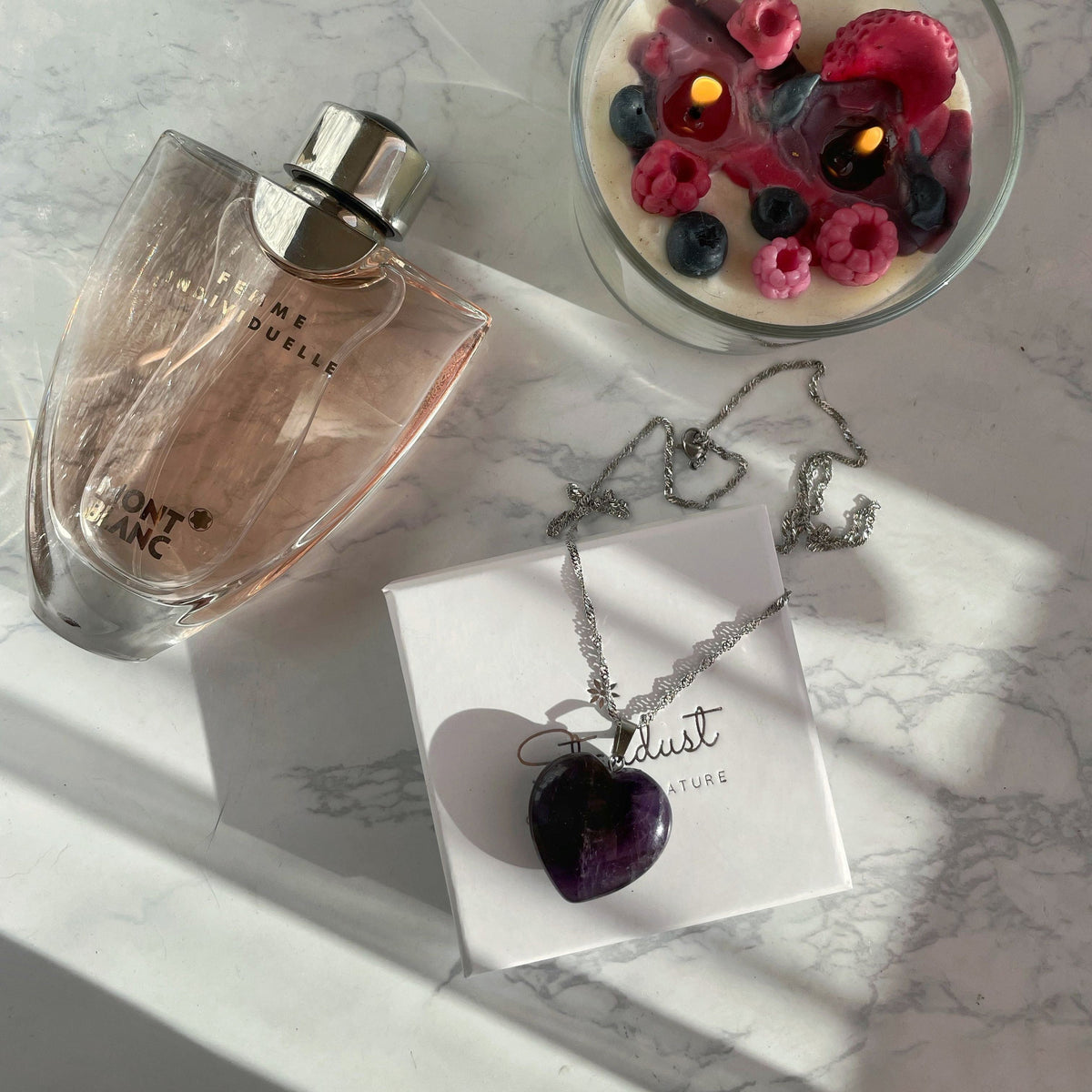 High grade Purple Amethyst heart pendant 3cm