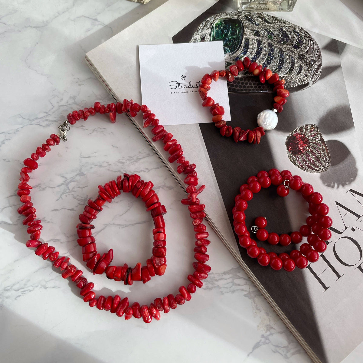 Exquisite Chunky Red Coral Necklace