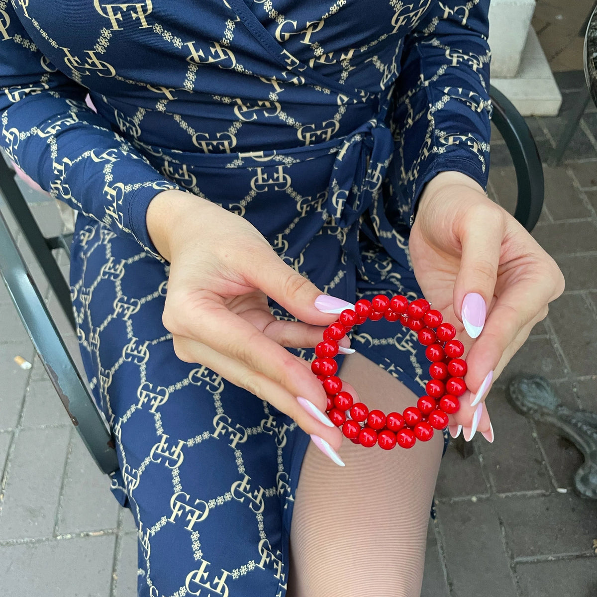 Vibrant Red Majorica Pearl Triple Wrap Bracelet, Romantic Boho Summer Jewelry