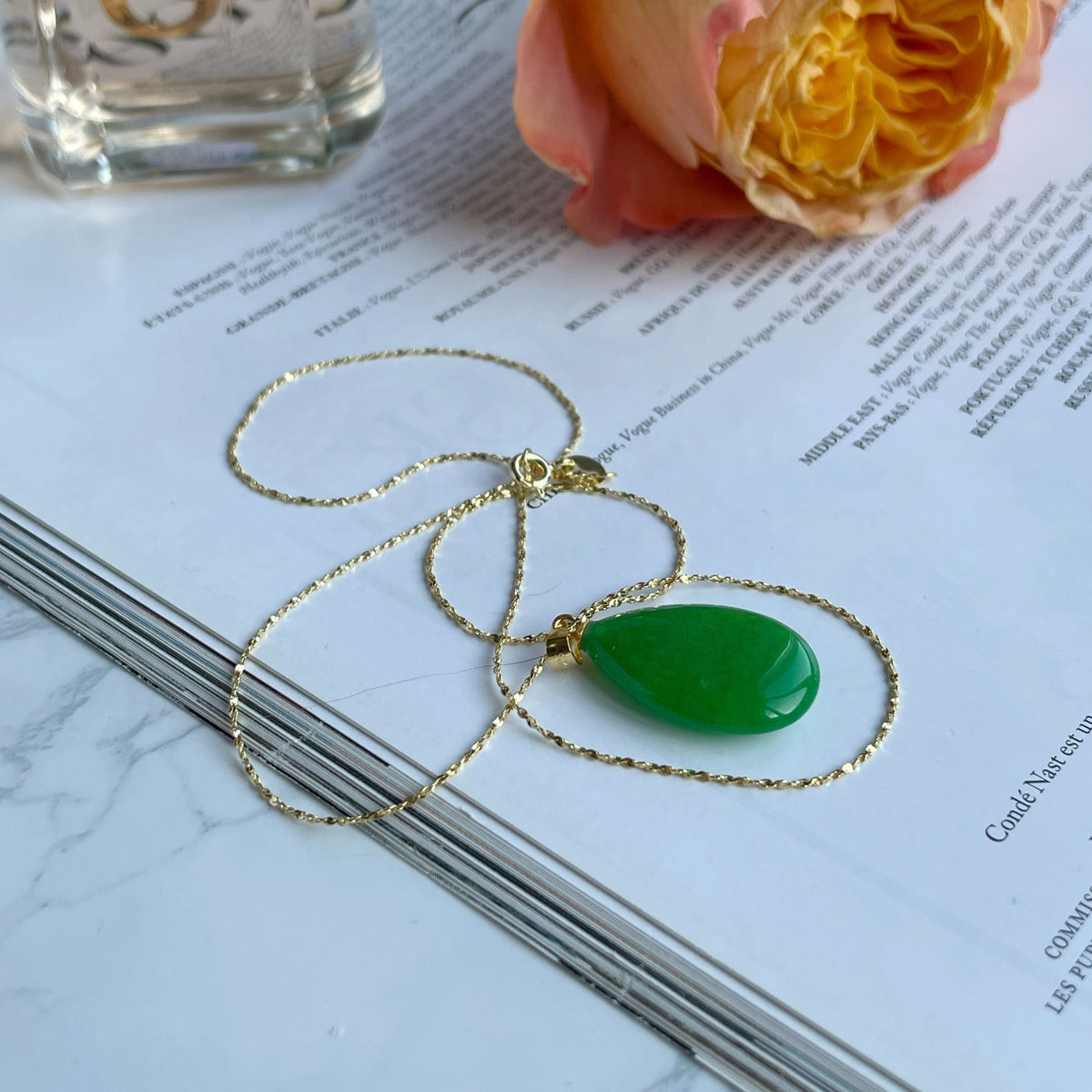 Green Jade Drop Pendant 1.5x2.5cm