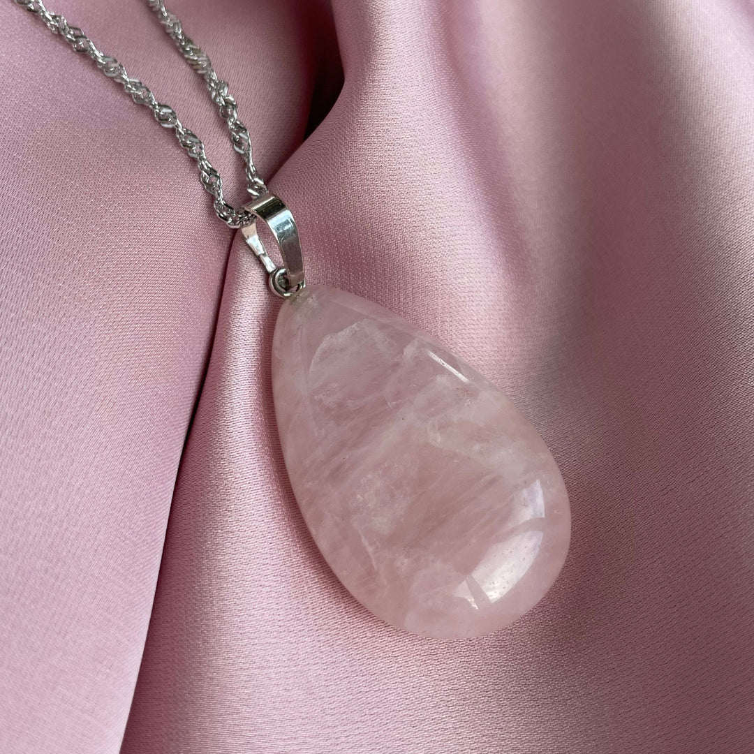 Large Rose Quartz Waterdrop Pendant 4cm