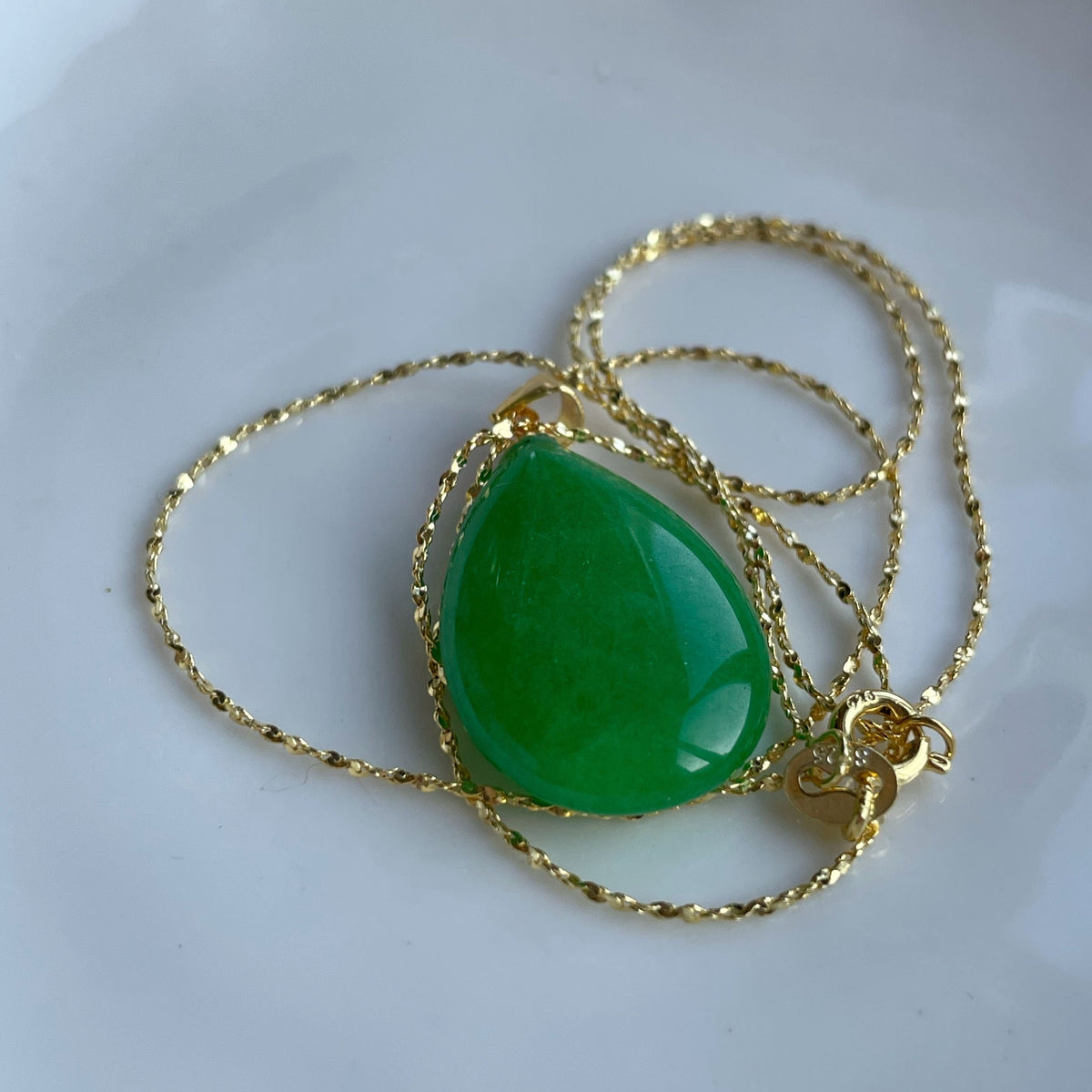 Green Jade Drop Pendant 1.5x2.5cm