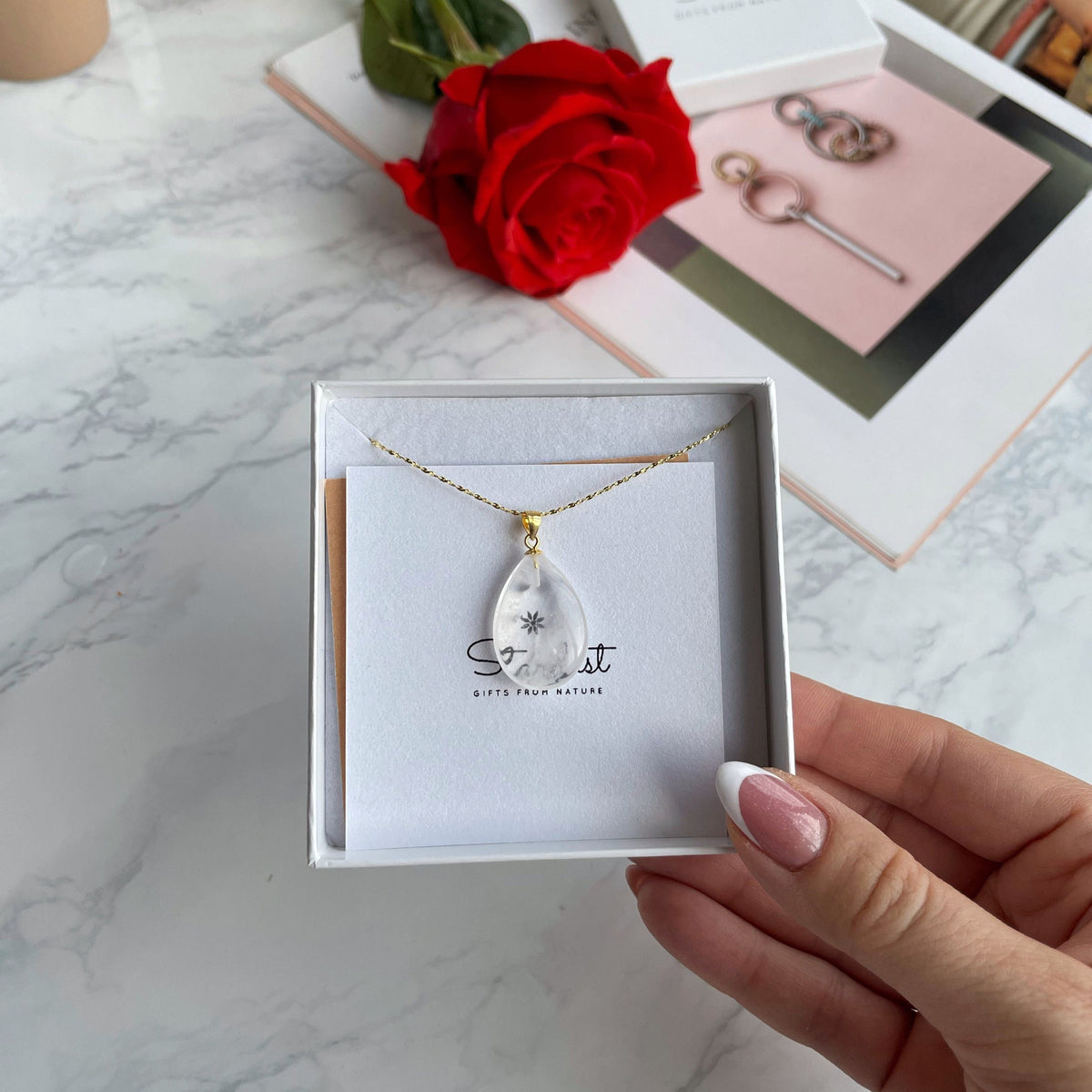 Clear Quartz Drop Pendant 1.5x2.5cm