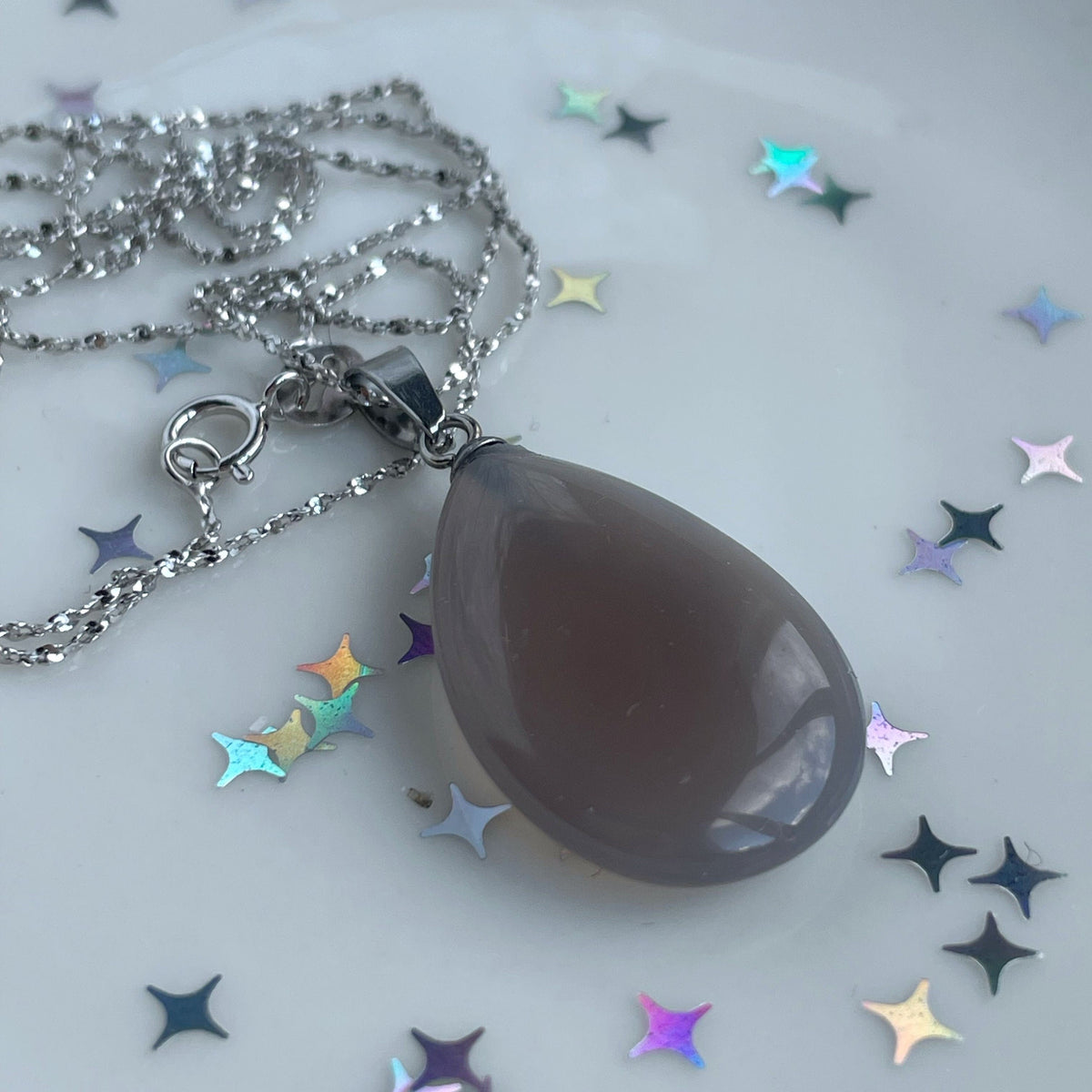 Royal Grey Agate drop pendant