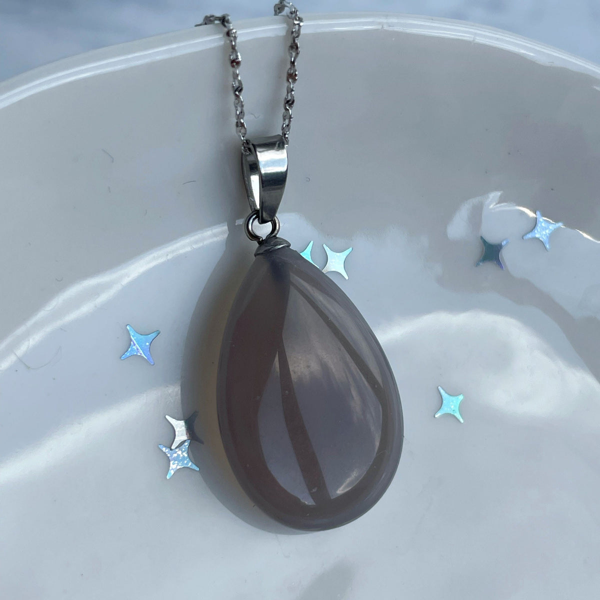 Royal Grey Agate drop pendant