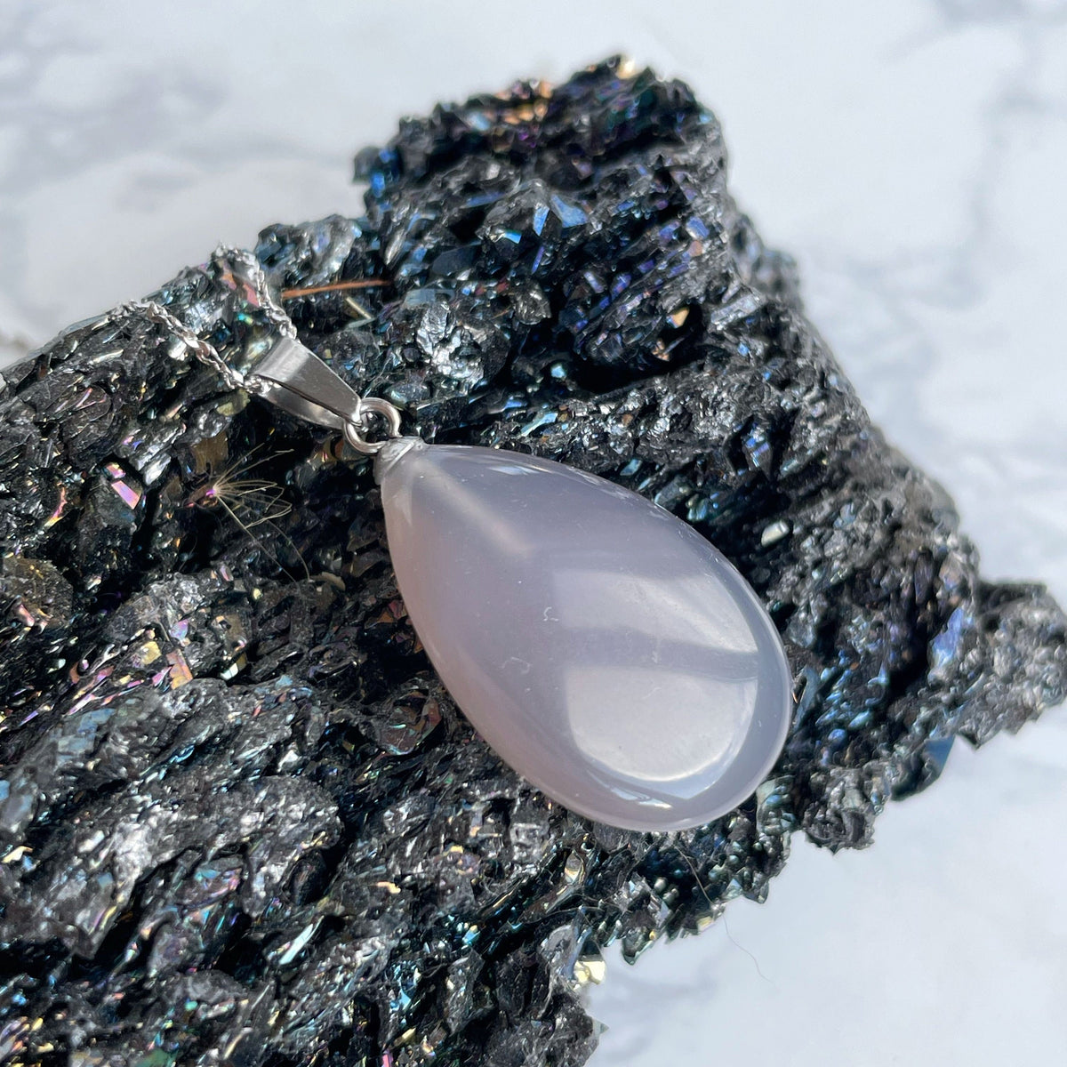 Royal Grey Agate drop pendant