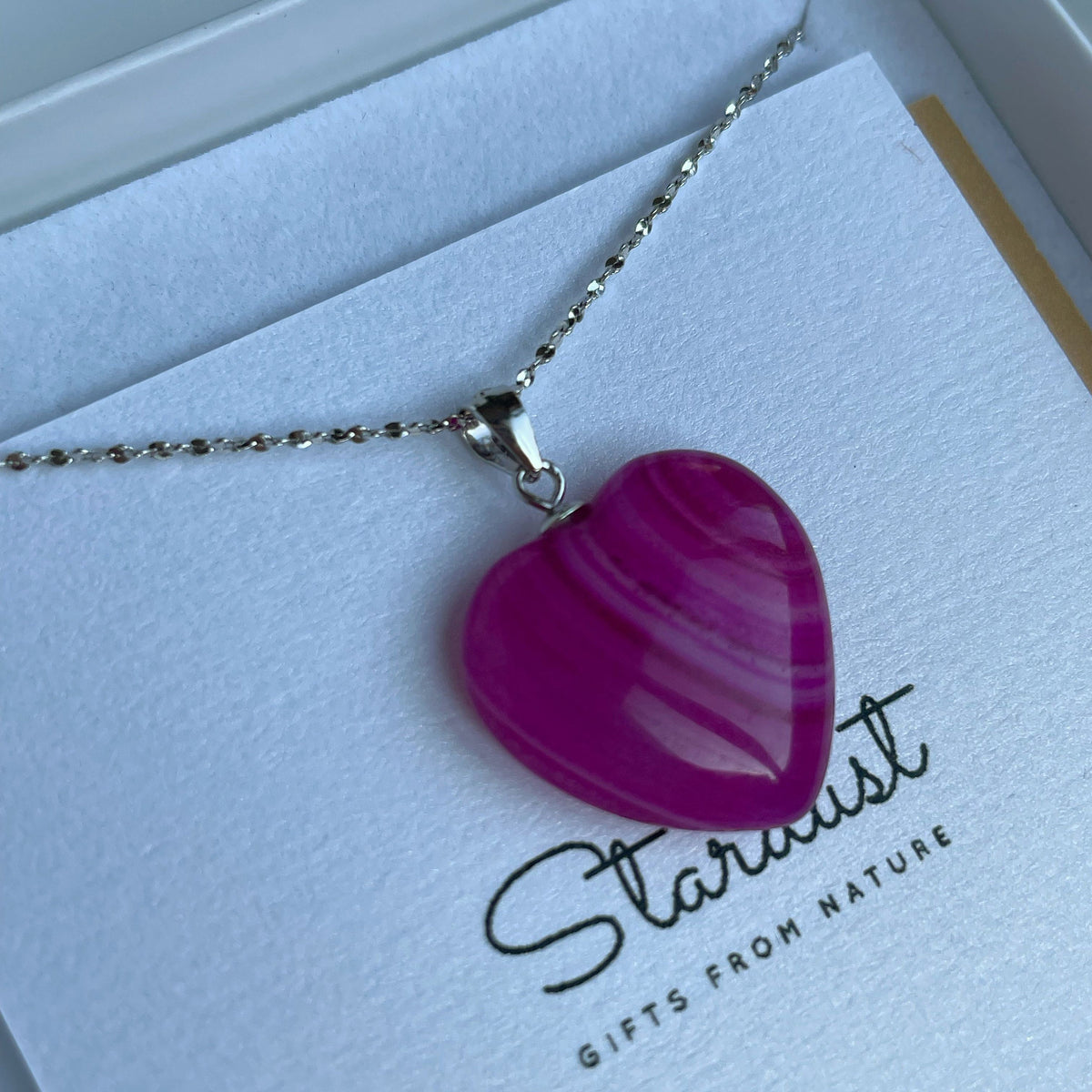 Pink Agate Heart Pendant