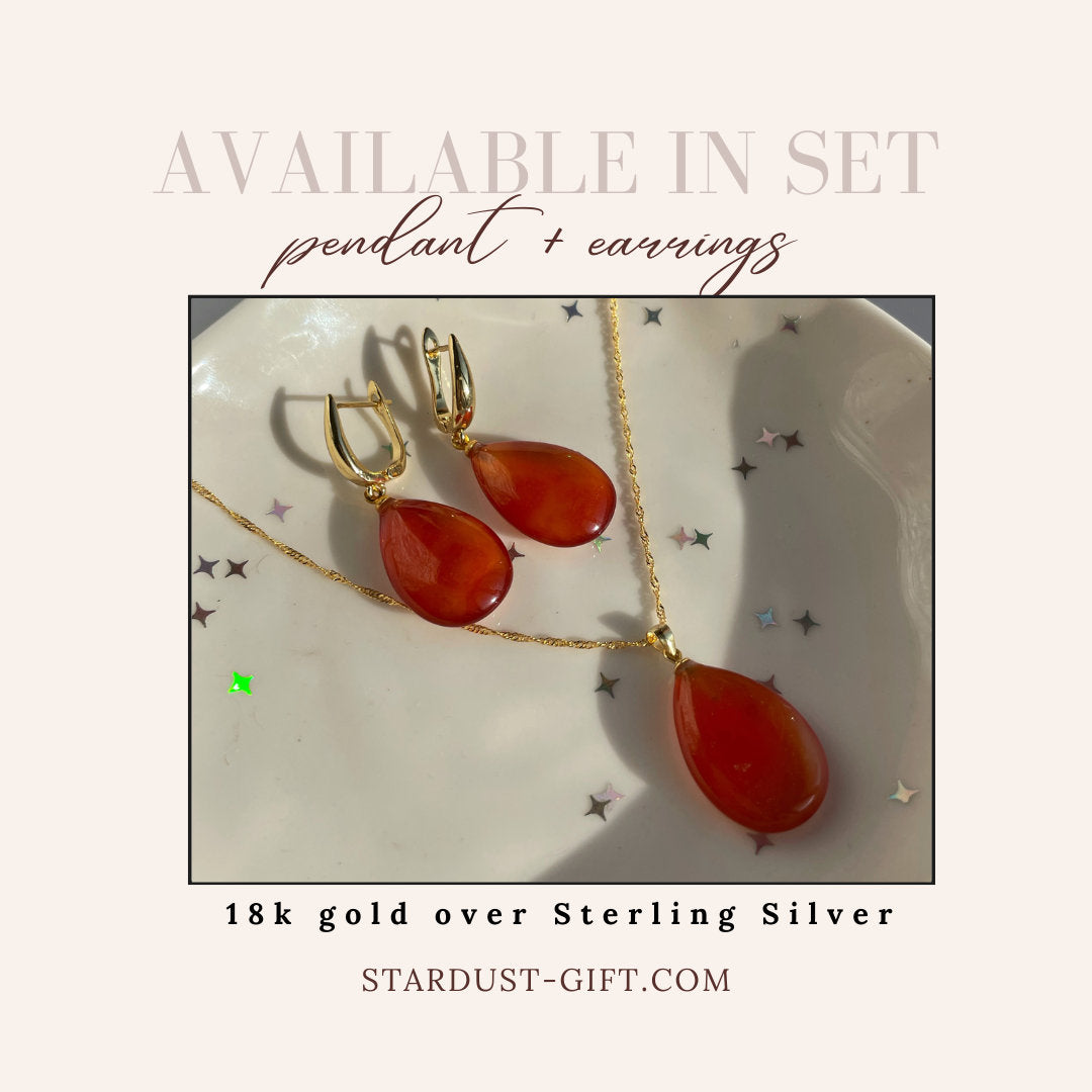 Carnelian Drop Pendant 1.5x2.5cm