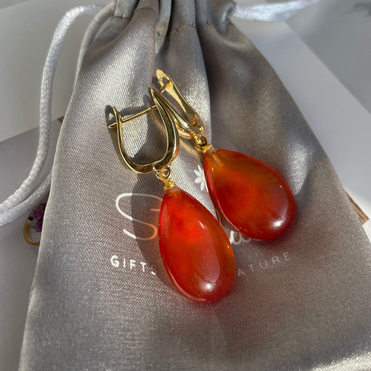 Carnelian Drop Pendant 1.5x2.5cm