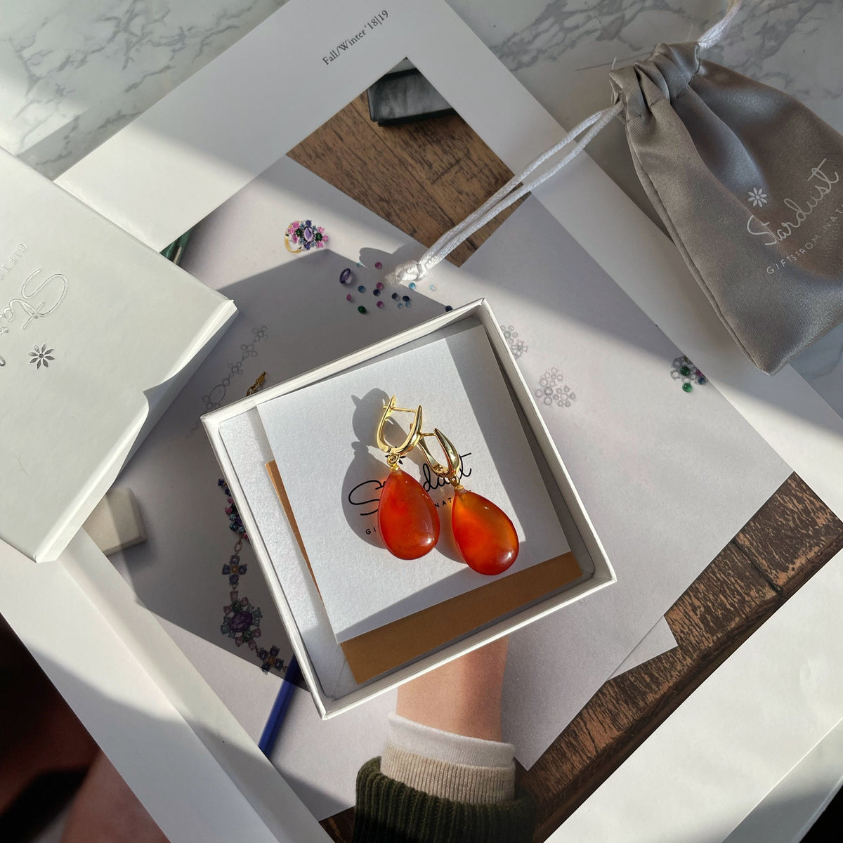 Carnelian Drop Pendant 1.5x2.5cm