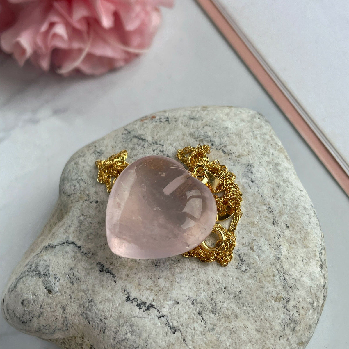 Luxury Rose Quartz Pendant, Madagascar AAA+