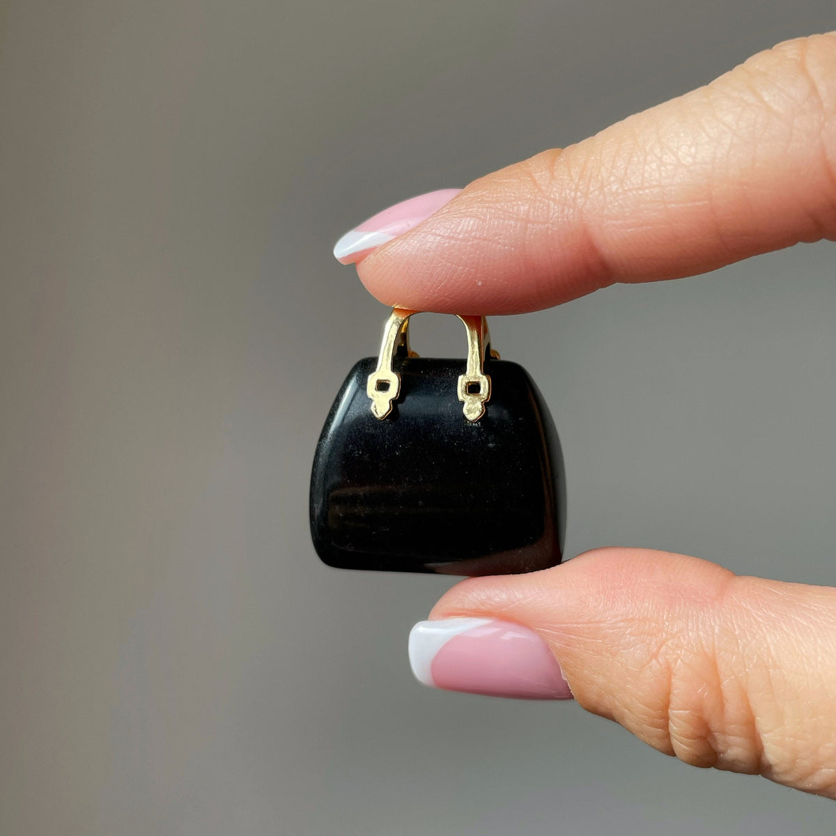 Modern Obsidian gemstone handbag
