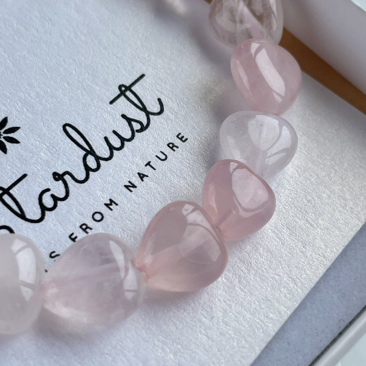 Tiny Rose Quartz hearts bracelet for women