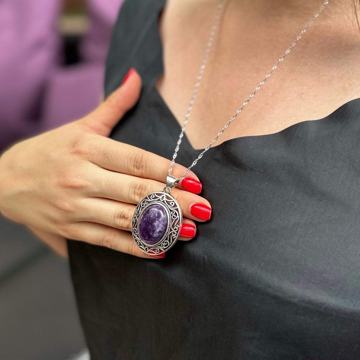 Vintage frame gemstone pendant