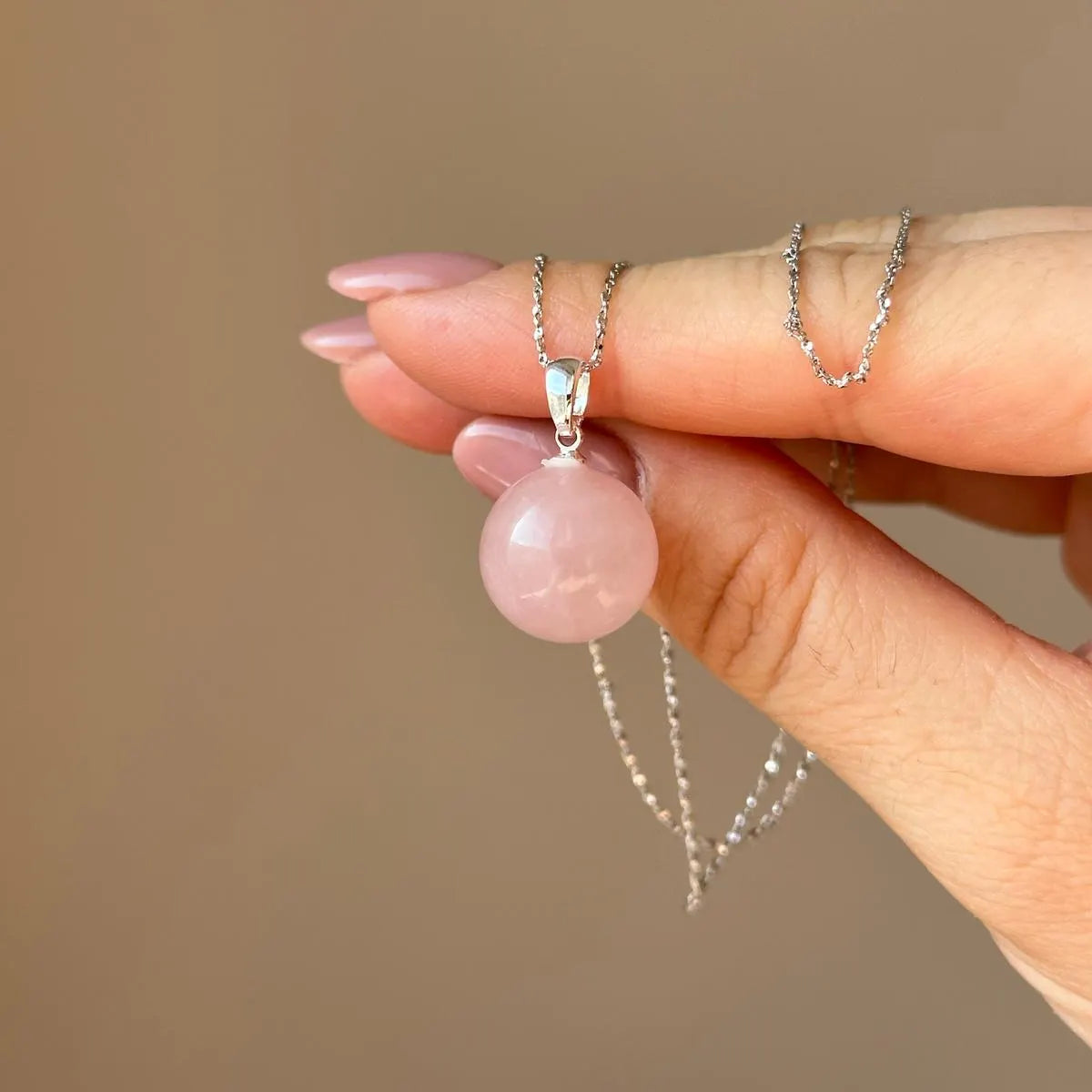 Gemstone Sphere Pendant Necklace | Gold & Silver