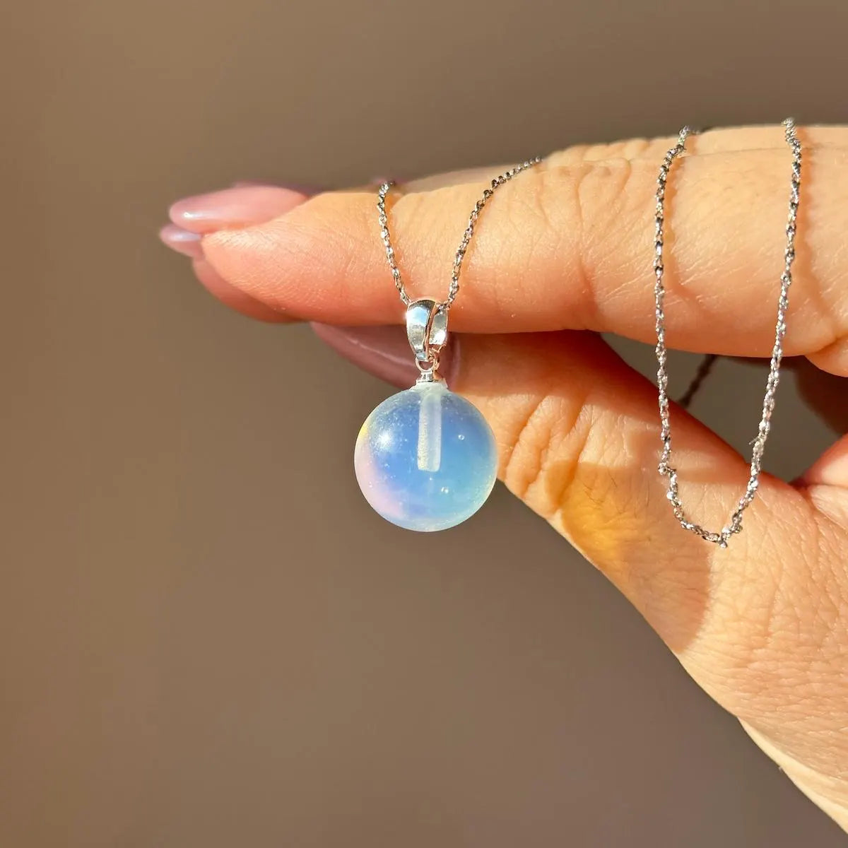 Gemstone Sphere Pendant Necklace | Gold & Silver