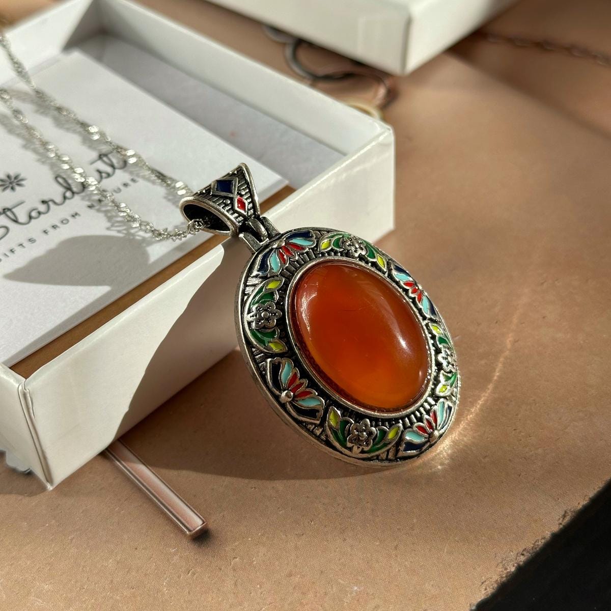 Vintage frame gemstone pendant