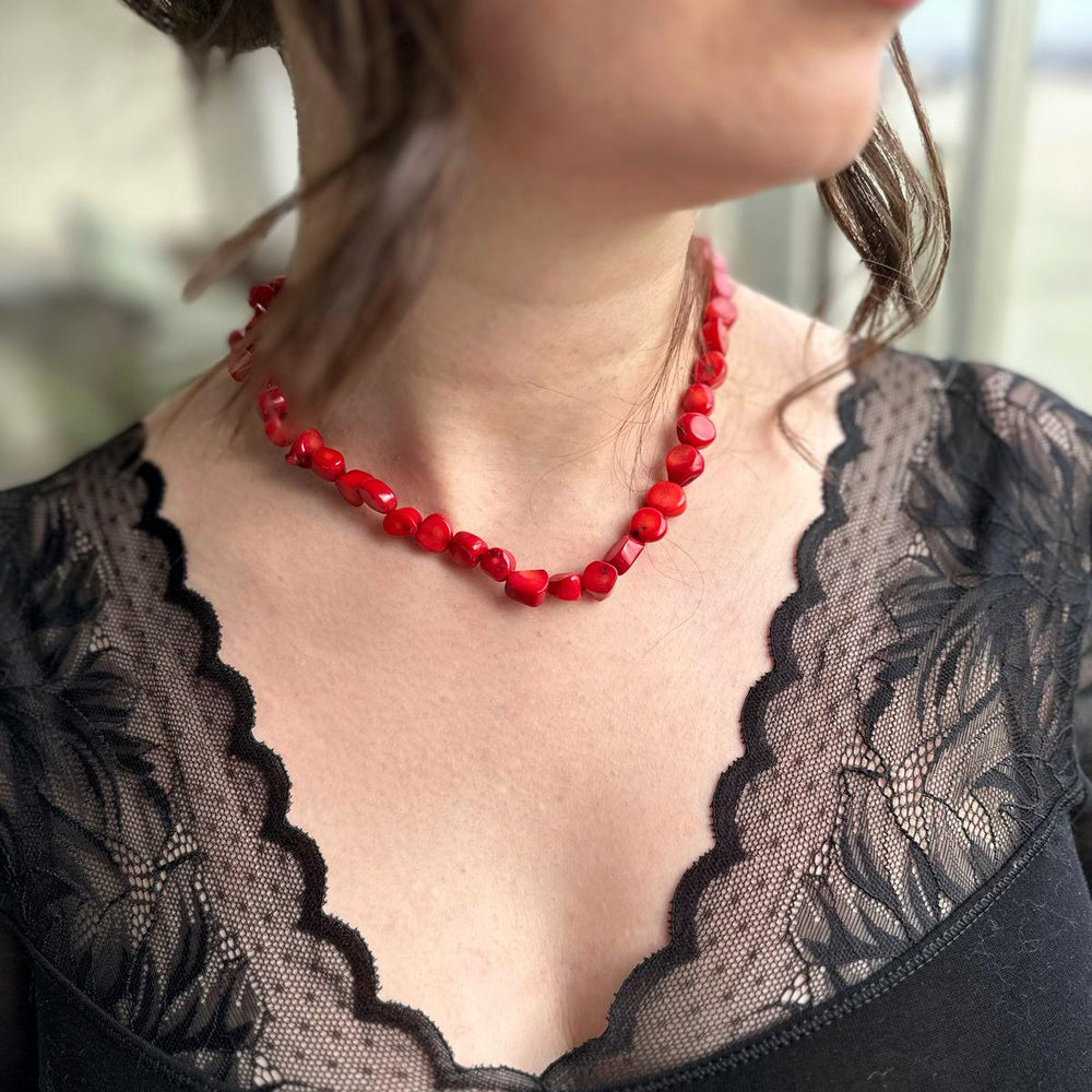 Exquisite Chunky Red Coral Necklace