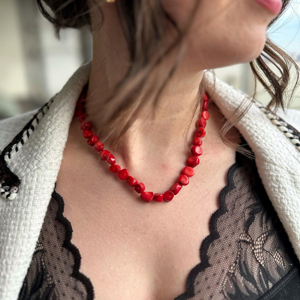 Exquisite Chunky Red Coral Necklace