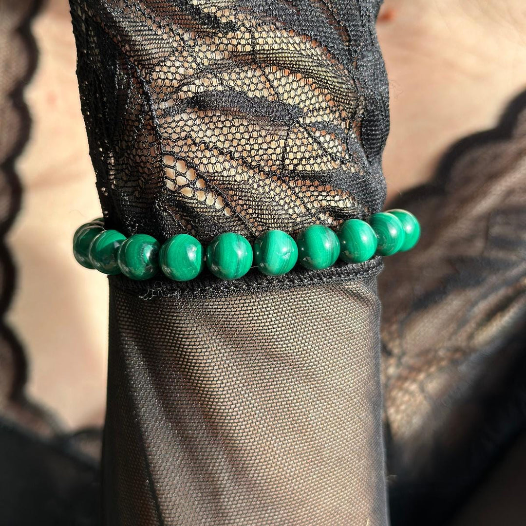 Natural Malachite beaded bracelet