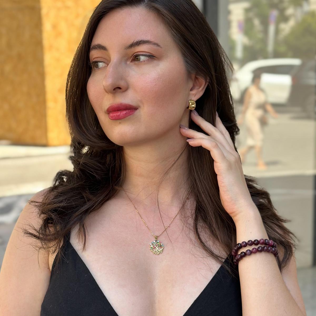 18k Gold plated Tree of life necklace with zircons