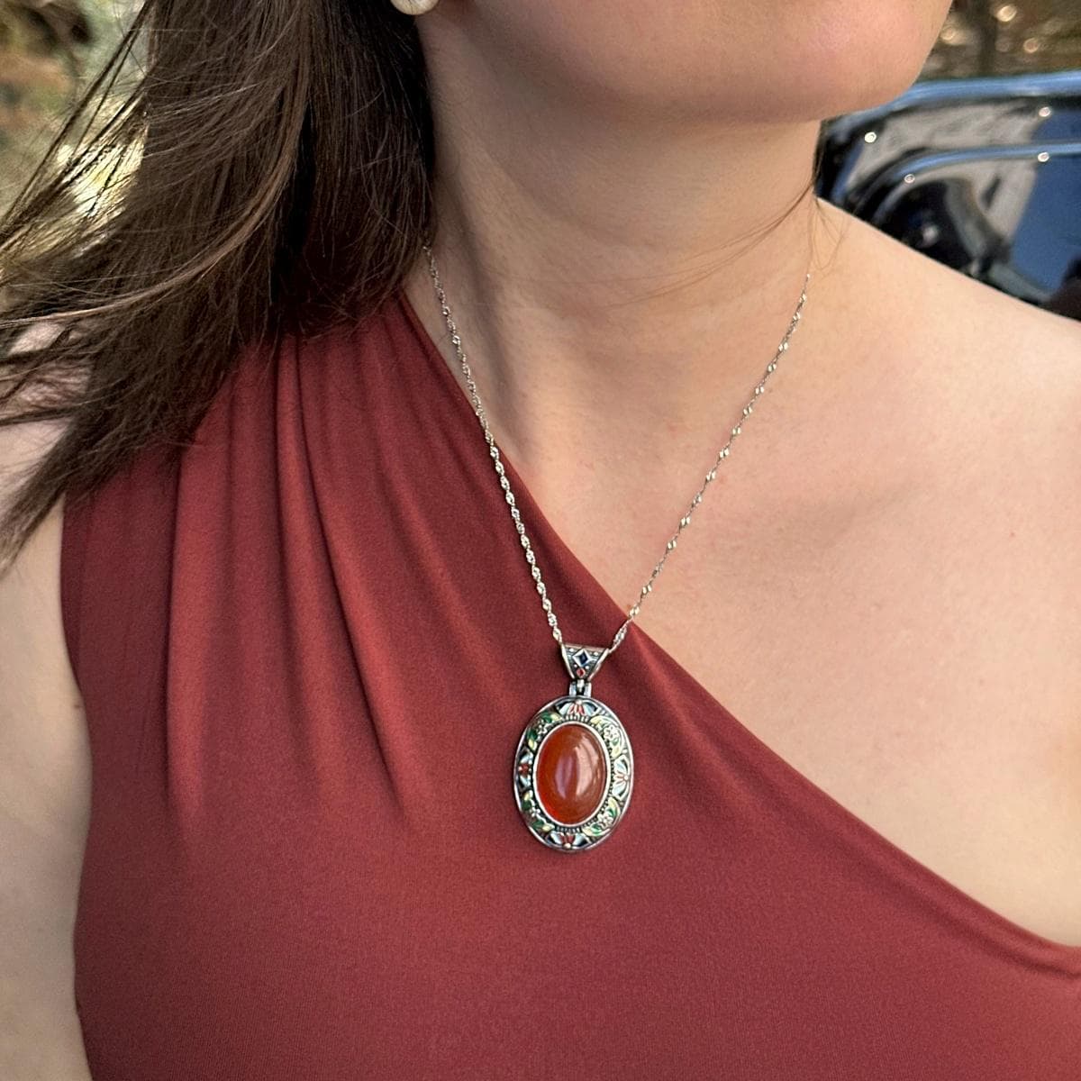 Vintage frame gemstone pendant