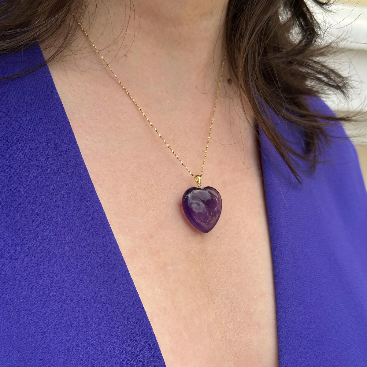 Amethyst heart Pendant 2.5cm