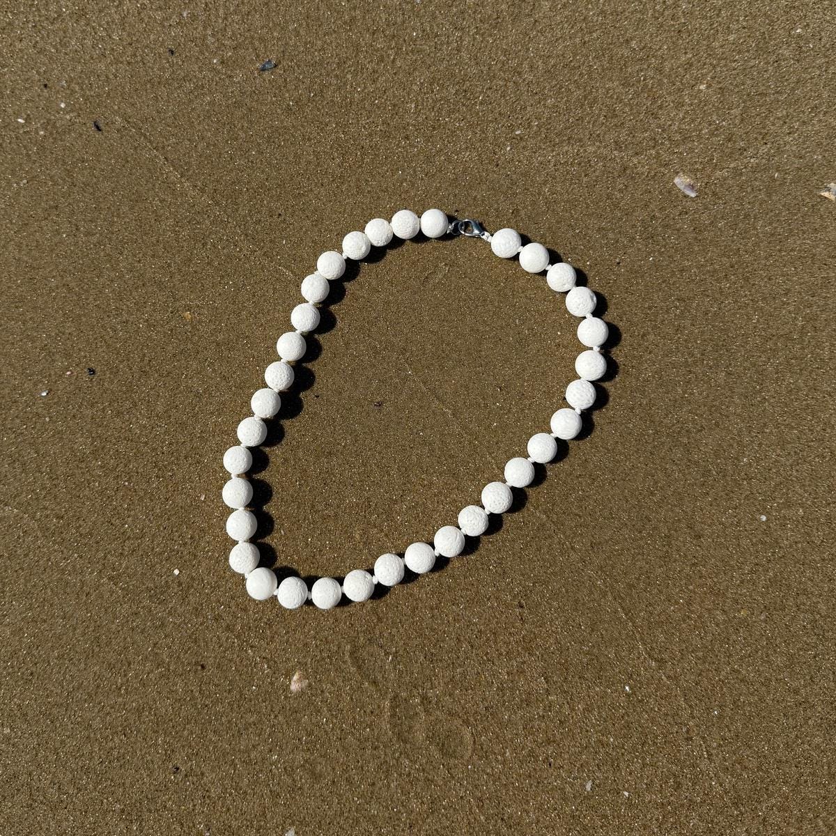 Elegant White Coral beaded necklace 50cm